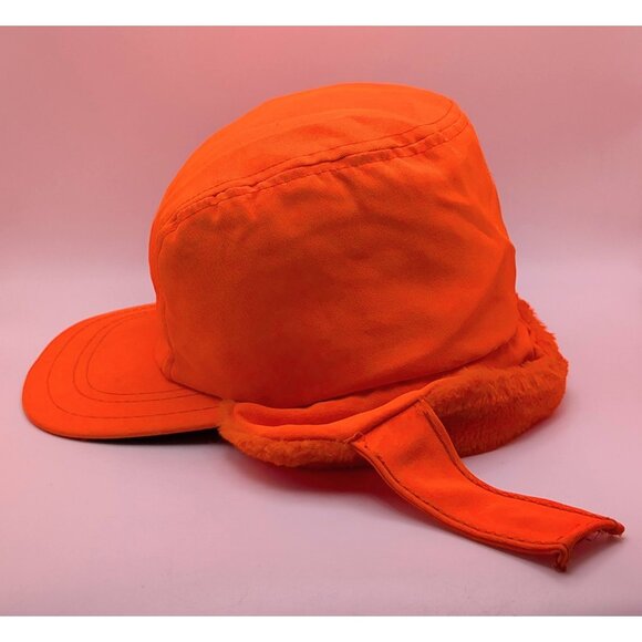 Vintage Blaze Orange Hunting Cap Hat USA Thinsulate Insulated Ear Flaps Medium - Picture 4 of 7